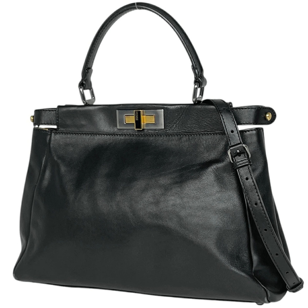 Fendi Peekaboo 2way Shoulder Bag Leather Black